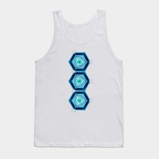 Abstract Hexagon Blue Pattern Tank Top